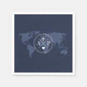 Reizen Thema Bestemming Bruiloft Marine Blauw Servet (Voorkant)