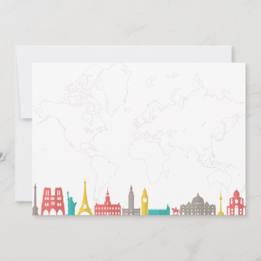 Reizen thema bruiloft uitnodigen voor bestemming kaart (Achterkant)