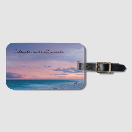 Reizen Thema Gift met Strandfoto Bagagelabel (Voorkant (horizontaal))