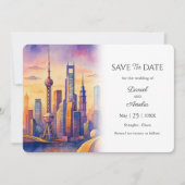 Reizen Thema Shanghai, China Save the Date Kaart (Voorkant)
