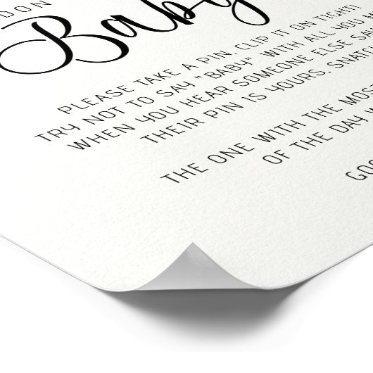 Reizen Thema Zeg niet Baby Game Poster (Hoek)