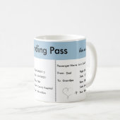 Reizen-thema zwangerschap aankondiging vliegticket koffiemok (Voorkant rechts)