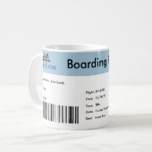 Reizen-thema zwangerschap aankondiging vliegticket koffiemok (Voorkant links)