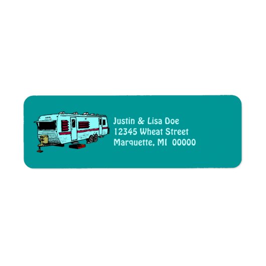 Reizen Trailer Camp Glamping Camper Adresetiketten Etiket (Voorkant)
