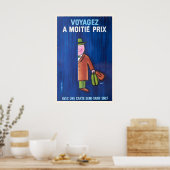 Reizen Trein Vliegtuig Bagage Retro Vintage Poster (Keuken)