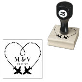 Reizen Trouwen Twee Vliegtuigen Maak Hart Modern Rubberstempel (Gestempeld)