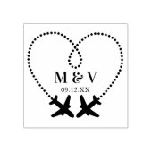 Reizen Trouwen Twee Vliegtuigen Maak Hart Modern Rubberstempel (Afrduk)