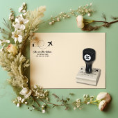Reizen Trouwen Twee Vliegtuigen Maak Hart Modern Rubberstempel