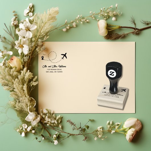 Reizen Trouwen Twee Vliegtuigen Maak Hart Modern Rubberstempel