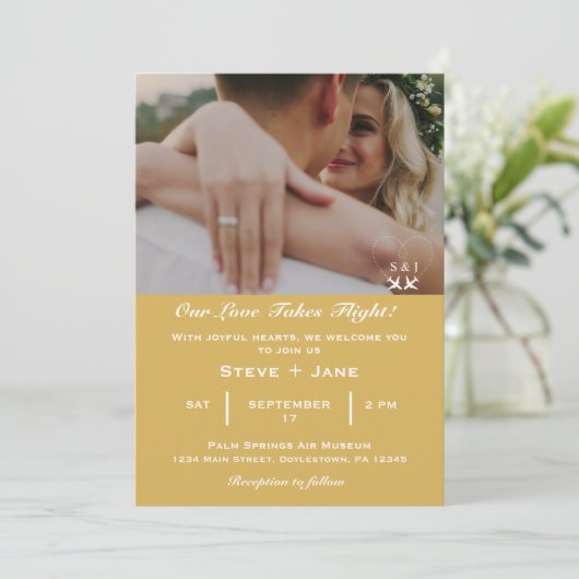 Reizen Trouwvliegtuig Hart Moderne Luchtvaart Kaart (Staand voorkant)