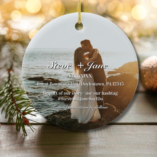 Reizen Trouwvliegtuig Hart Save The Date XMAS Keramisch Ornament