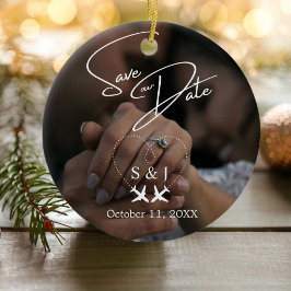 Reizen Trouwvliegtuig Hart Save The Date XMAS Keramisch Ornament