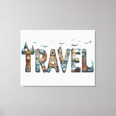 Reizen typografie muurkunst canvas afdruk (Voorkant)