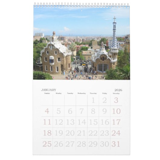 Reizen van 12 maanden Spanje kalender (Jan 2026)