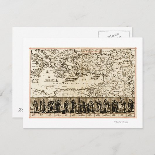 Reizen van de Apostle PaulPanoramic Map Briefkaart (Voorkant / Achterkant)