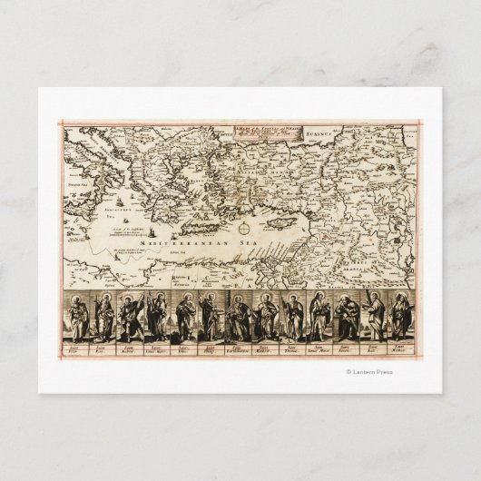 Reizen van de Apostle PaulPanoramic Map Briefkaart (Voorkant)