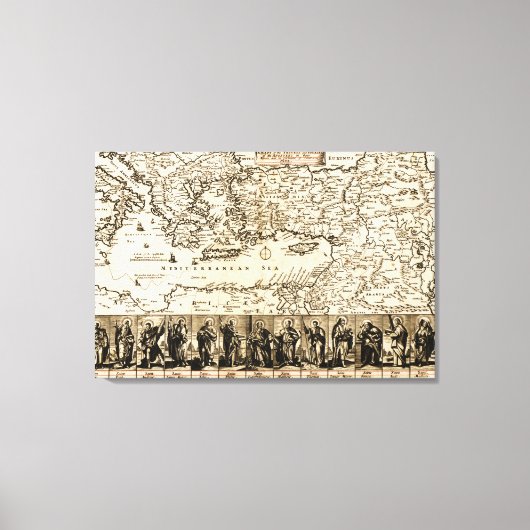 Reizen van de Apostle PaulPanoramic Map Canvas Afdruk (Voorkant)