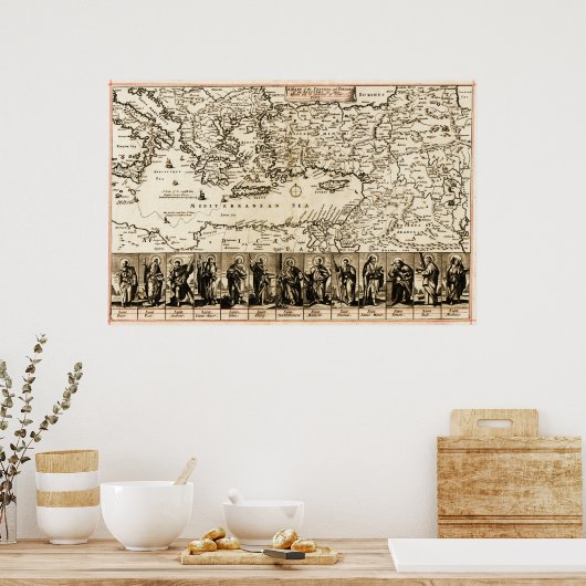 Reizen van de Apostle PaulPanoramic Map Poster (Keuken)