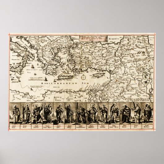 Reizen van de Apostle PaulPanoramic Map Poster (Voorkant)