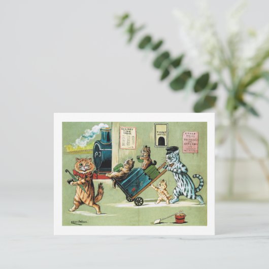 Reizen van de kattenfamilie, Louis Wain Briefkaart (Staand voorkant)