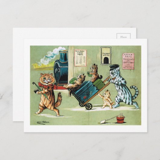 Reizen van de kattenfamilie, Louis Wain Briefkaart (Voorkant / Achterkant)
