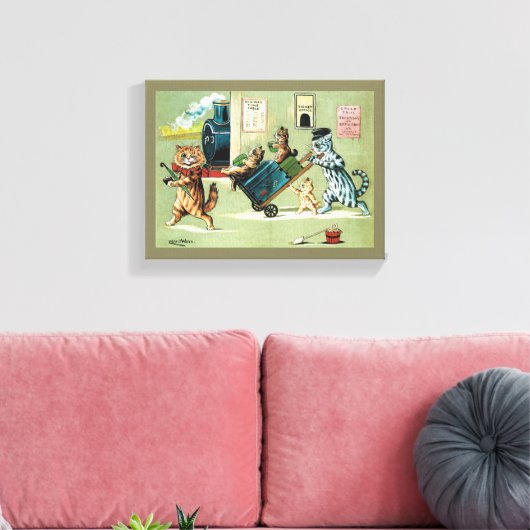 Reizen van de kattenfamilie, Louis Wain Canvas Afdruk (Insitu (Woonkamer))