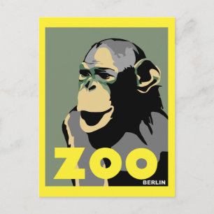Reizen van de monkey van de Retro Zoo Berlin adver Briefkaart