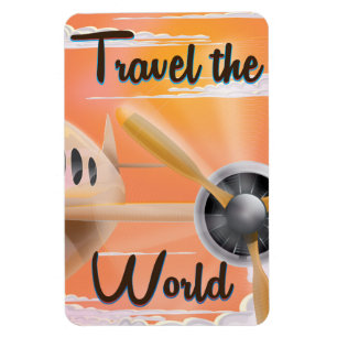 Reizen van de World Classic Airplane poster Evenin Magneet