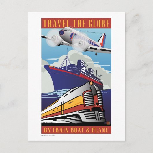 Reizen van het Wereldbol Briefkaart (Voorkant)