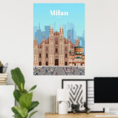 Reizen van kunstreizen naar Milaan Italië Poster (Thuiskantoor)