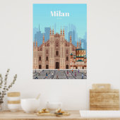 Reizen van kunstreizen naar Milaan Italië Poster (Keuken)