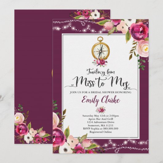 Reizen van mevrouw naar mevrouw Vrijgezellenfeest  Kaart (Voorkant / Achterkant)