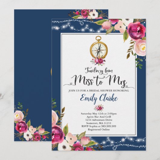 Reizen van mevrouw naar mevrouw Vrijgezellenfeest  Kaart (Voorkant / Achterkant)