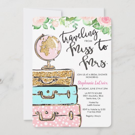 Reizen van Miss Bridal Shower Kaart (Voorkant)