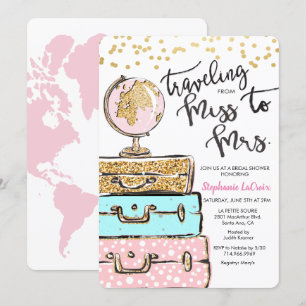 Reizen van Miss Bridal Shower Kaart