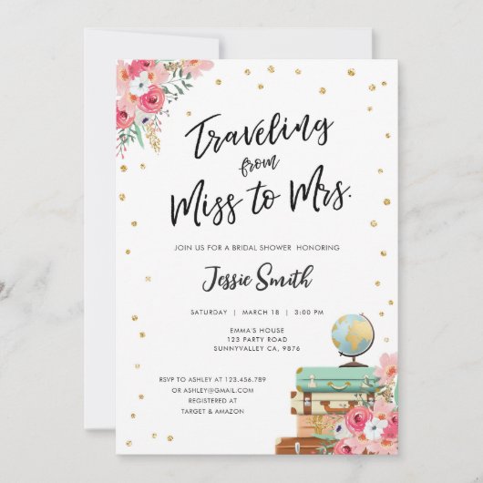 Reizen van Miss naar Mrs Adventure Vrijgezellenfee Kaart (Voorkant)