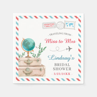 Reizen van Miss naar Mrs Airline Chic Bruiloftsfee Servet