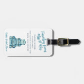 Reizen van Miss naar Mrs Blue Luggage Bridal Bagagelabel (Voorkant horizontaal)