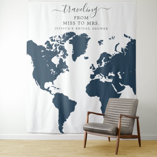 Reizen van Miss naar Mrs Bridal achtergrond Wandkleed (In situ)