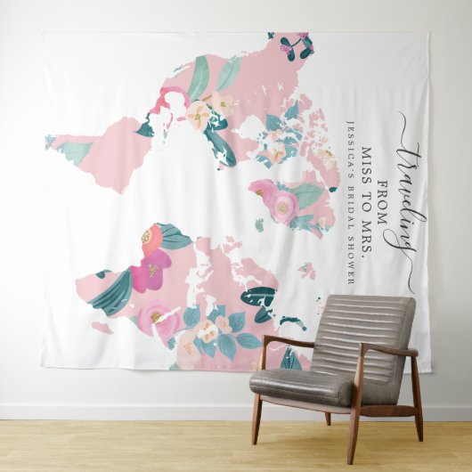 Reizen van Miss naar Mrs Bridal achtergrond Wandkleed (In Situ (horizontaal))