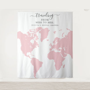 Reizen van Miss naar Mrs Bridal achtergrond Wandkleed