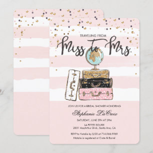 Reizen van Miss naar Mrs Bridal Invitation Kaart