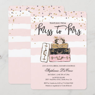 Reizen van Miss naar Mrs Bridal Invitation Kaart