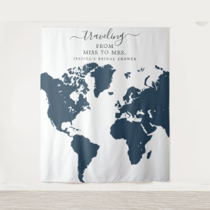 Reizen van Miss naar Mrs Bruidsachtergrond Wandkleed