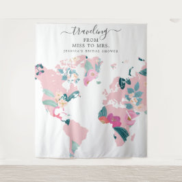 Reizen van Miss naar Mrs Bruidsachtergrond Wandkleed