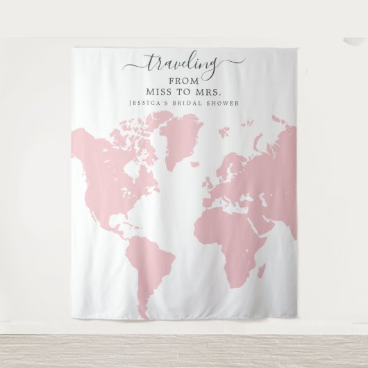 Reizen van Miss naar Mrs Bruidsachtergrond Wandkleed (Voorkant)