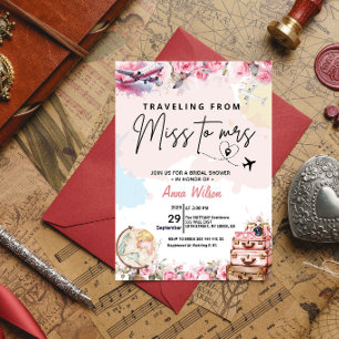 Reizen van Miss naar Mrs Bruidsfeest Bloemstuk Kaart