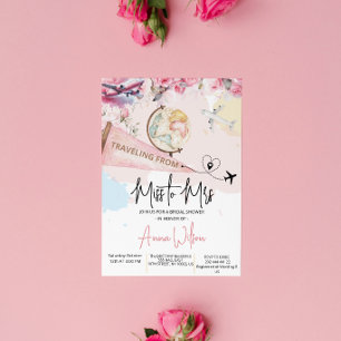 Reizen van Miss naar Mrs Bruidsfeest Bloemstuk Kaart