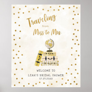 Reizen van Miss naar Mrs bruidsfeest bord Poster