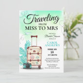 Reizen van Miss naar Mrs Bruidsfeest Kaart (Staand voorkant)